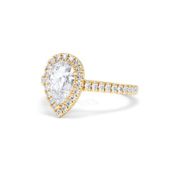 Diana Lab Diamond Pear Halo Engagement Ring in 18K Gold 1.60ct F/VS1