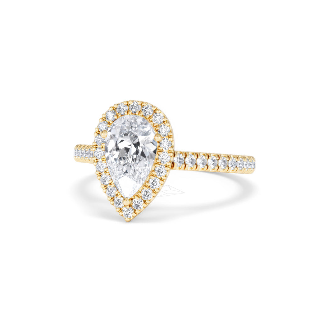Diana Lab Diamond Pear Halo Engagement Ring in 18K Gold 1.60ct F/VS1