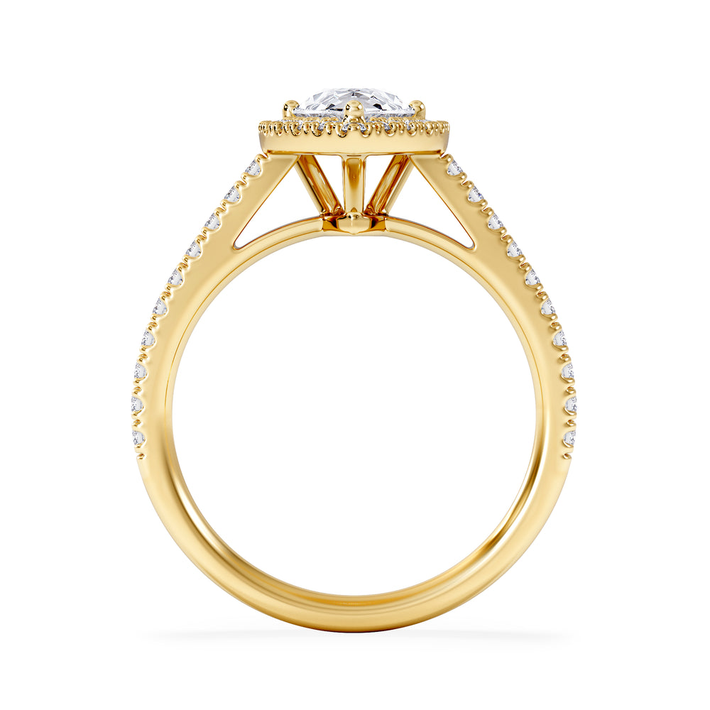 Diana Lab Diamond Pear Halo Engagement Ring in 18K Gold 1.60ct F/VS1