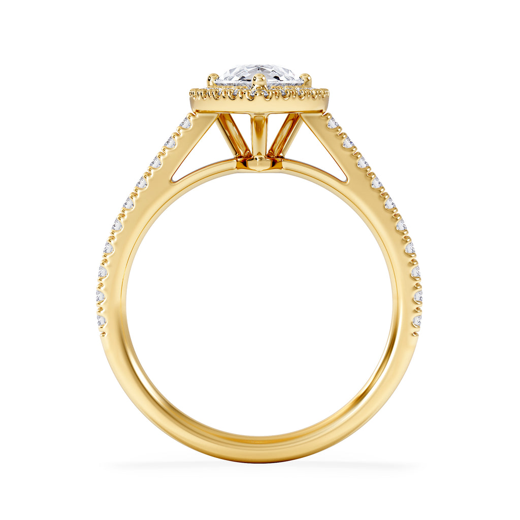 Diana Lab Diamond Pear Halo Engagement Ring in 18K Gold 1.60ct F/VS1