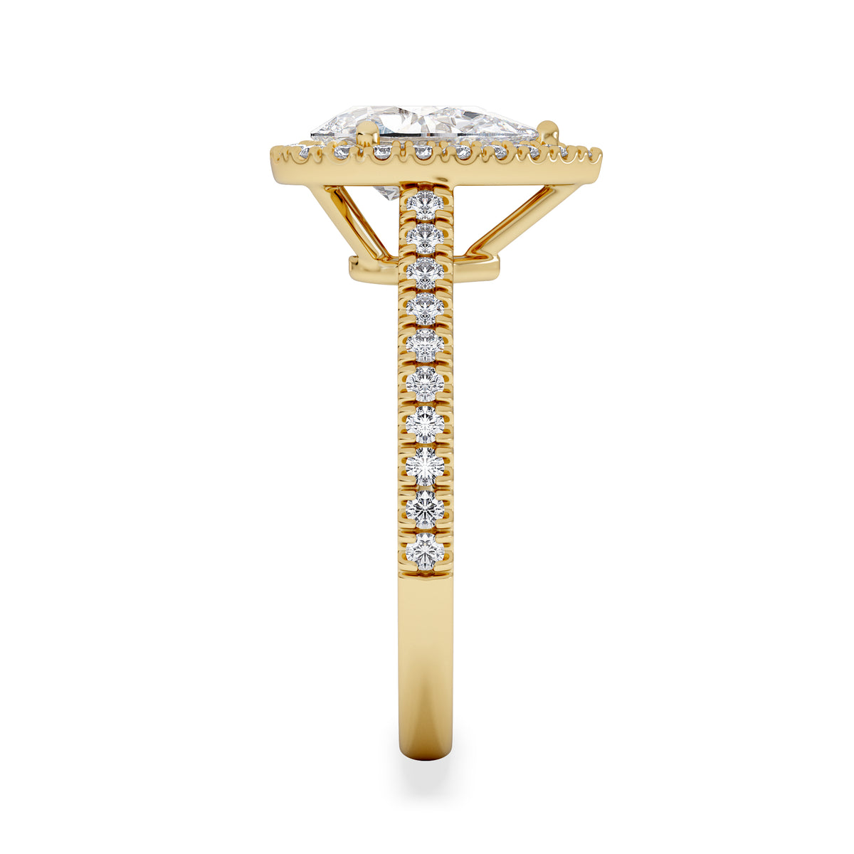 Diana Lab Diamond Pear Halo Engagement Ring in 18K Gold 1.60ct F/VS1