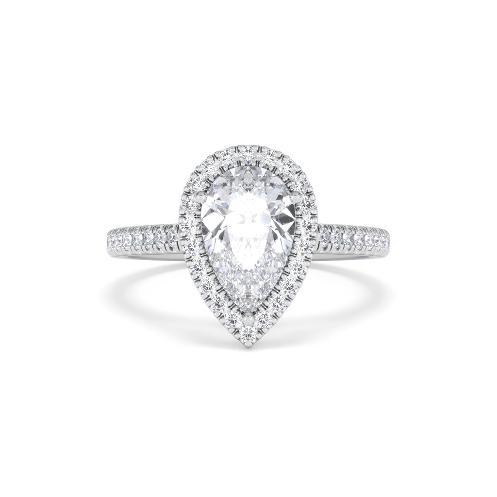 Diana Lab Diamond Pear Halo Engagement Ring Platinum 2.10ct F/VS1
