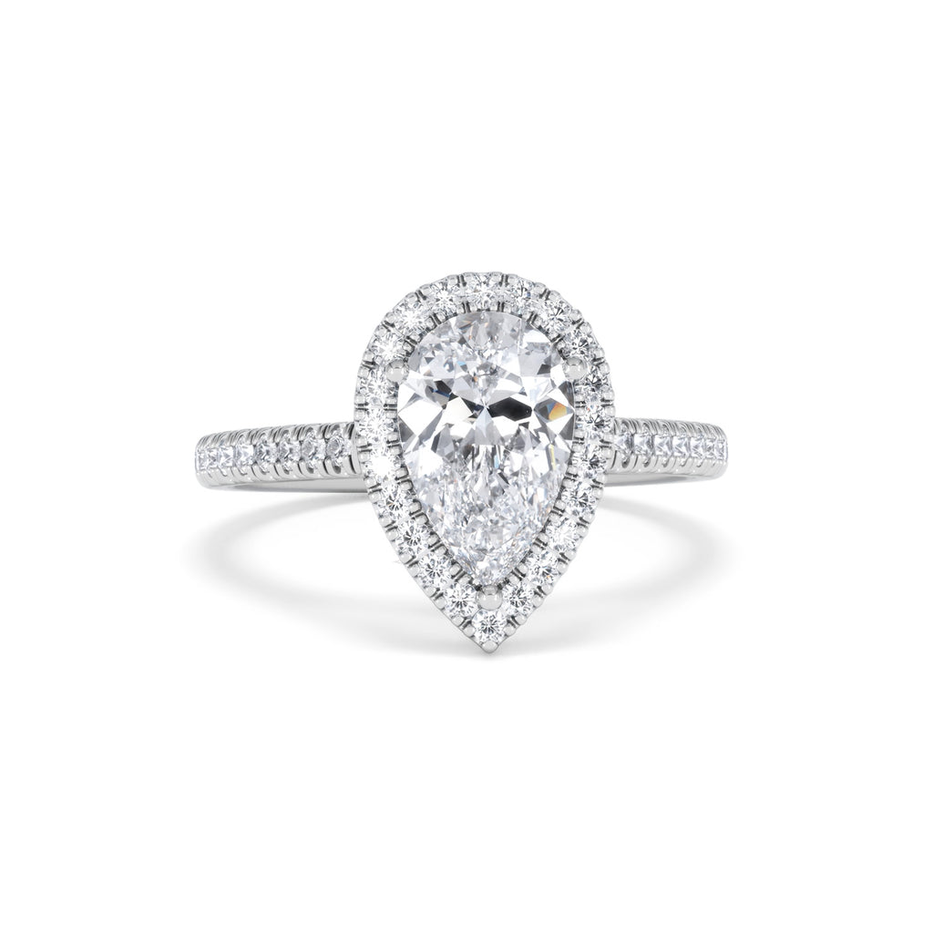 Diana Lab Diamond Pear Halo Engagement Ring Platinum 2.10ct F/VS1