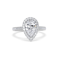 Diana Lab Diamond Pear Halo Engagement Ring Platinum 2.10ct F/VS1