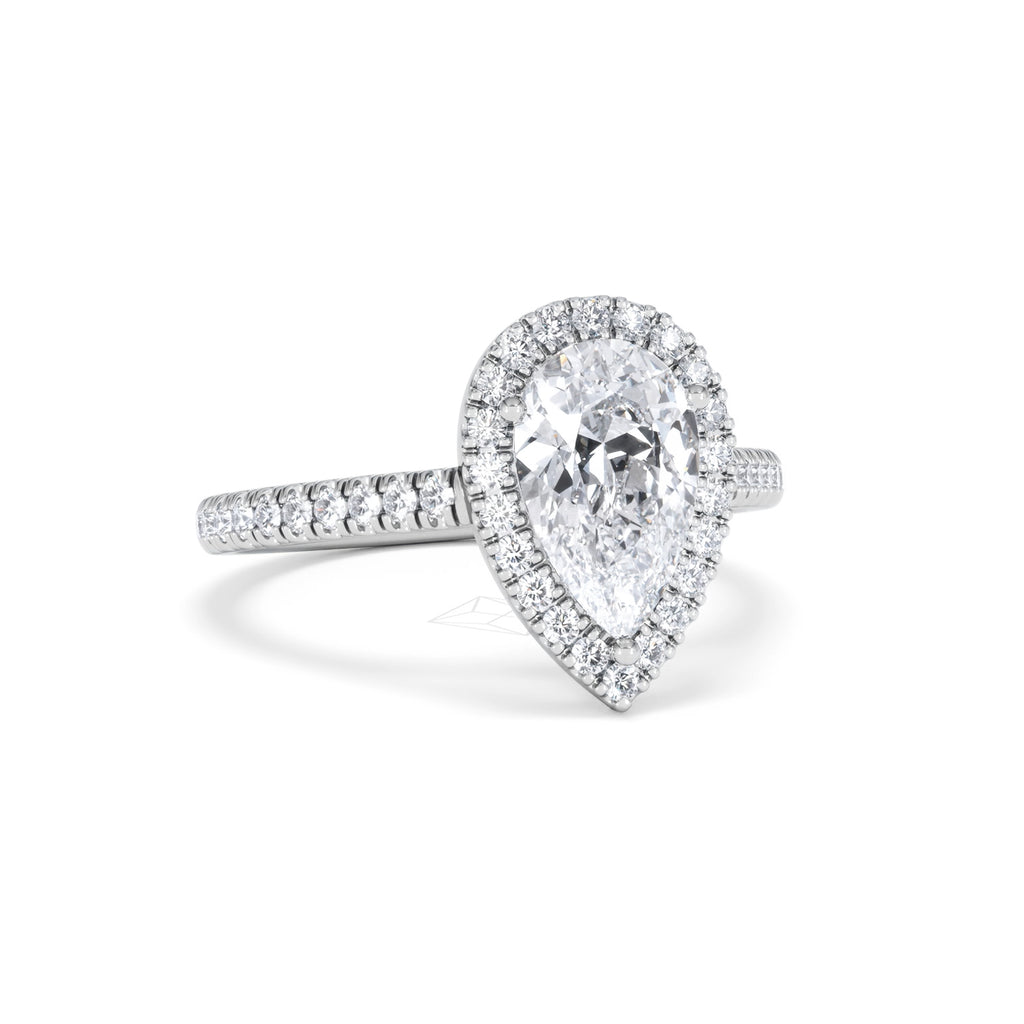 Diana Lab Diamond Pear Halo Engagement Ring Platinum 2.10ct F/VS1