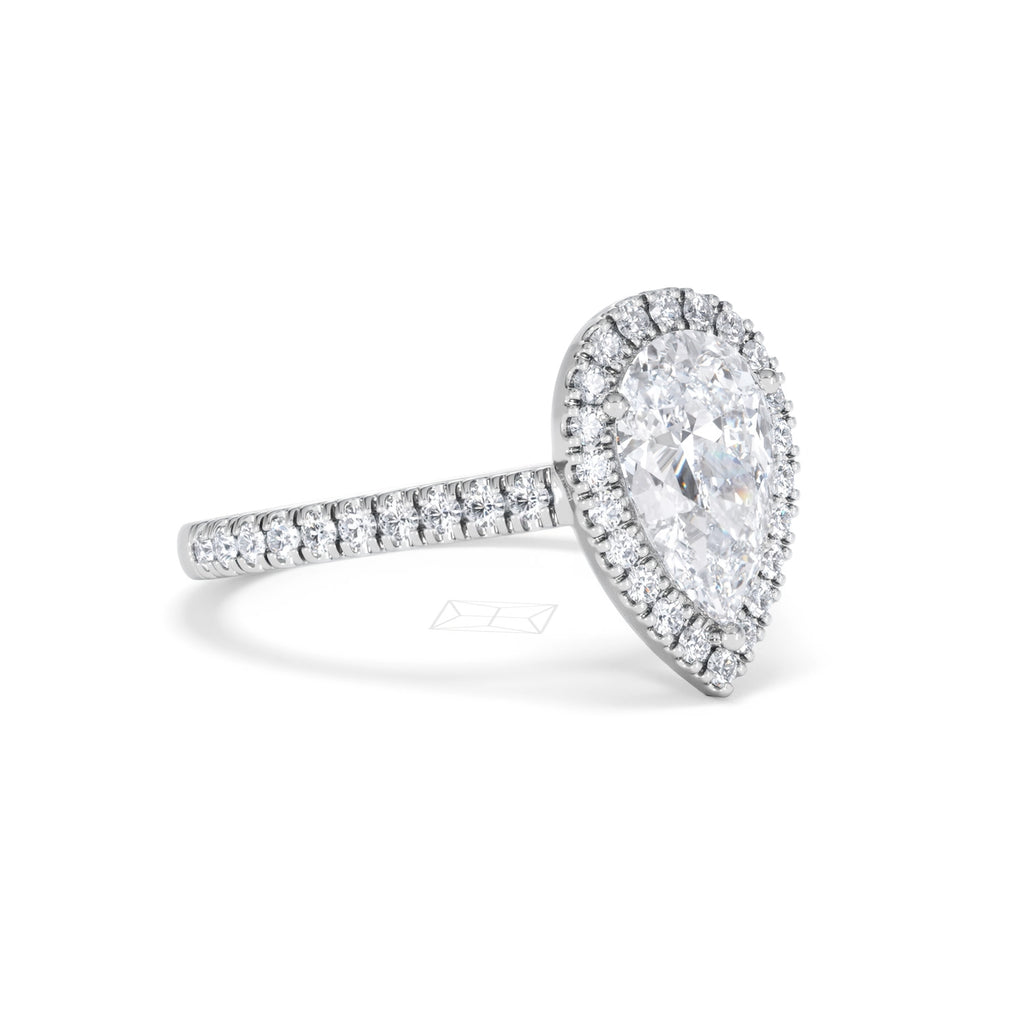 Diana Lab Diamond Pear Halo Engagement Ring Platinum 2.10ct F/VS1