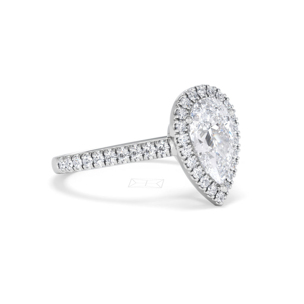 Diana Lab Diamond Pear Halo Engagement Ring Platinum 2.10ct F/VS1