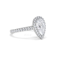 Diana Lab Diamond Pear Halo Engagement Ring Platinum 2.10ct F/VS1