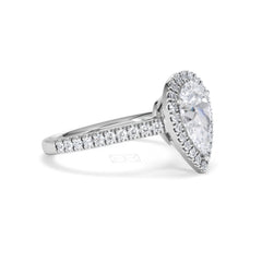 Diana Lab Diamond Pear Halo Engagement Ring Platinum 2.10ct F/VS1