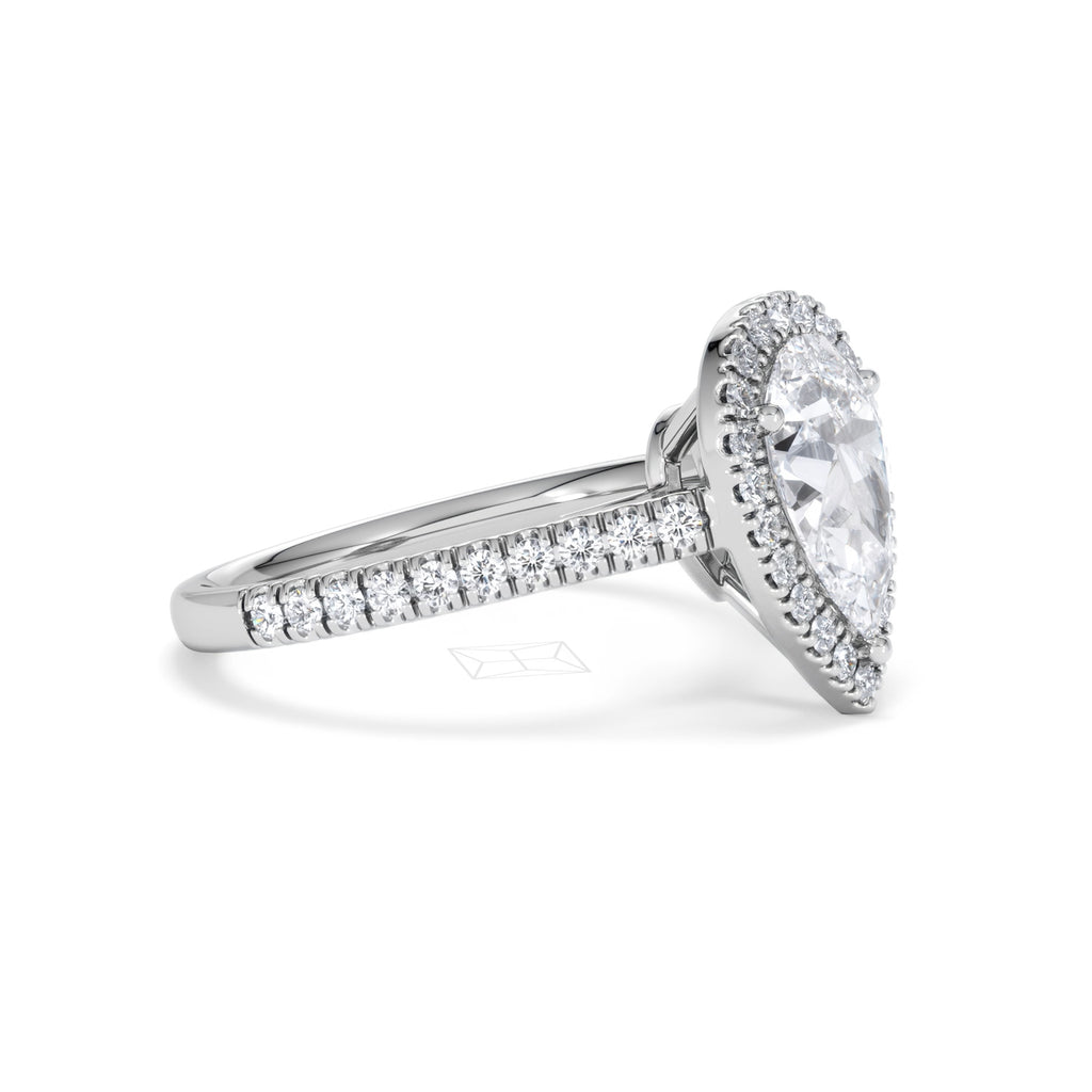 Diana Lab Diamond Pear Halo Engagement Ring Platinum 2.10ct F/VS1