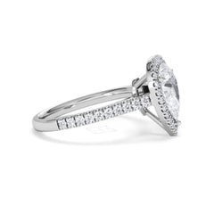 Diana Lab Diamond Pear Halo Engagement Ring Platinum 2.10ct F/VS1