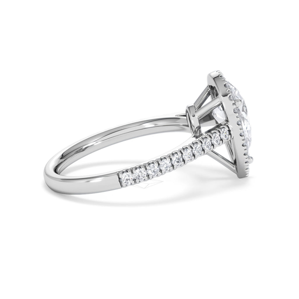 Diana Lab Diamond Pear Halo Engagement Ring Platinum 2.10ct F/VS1