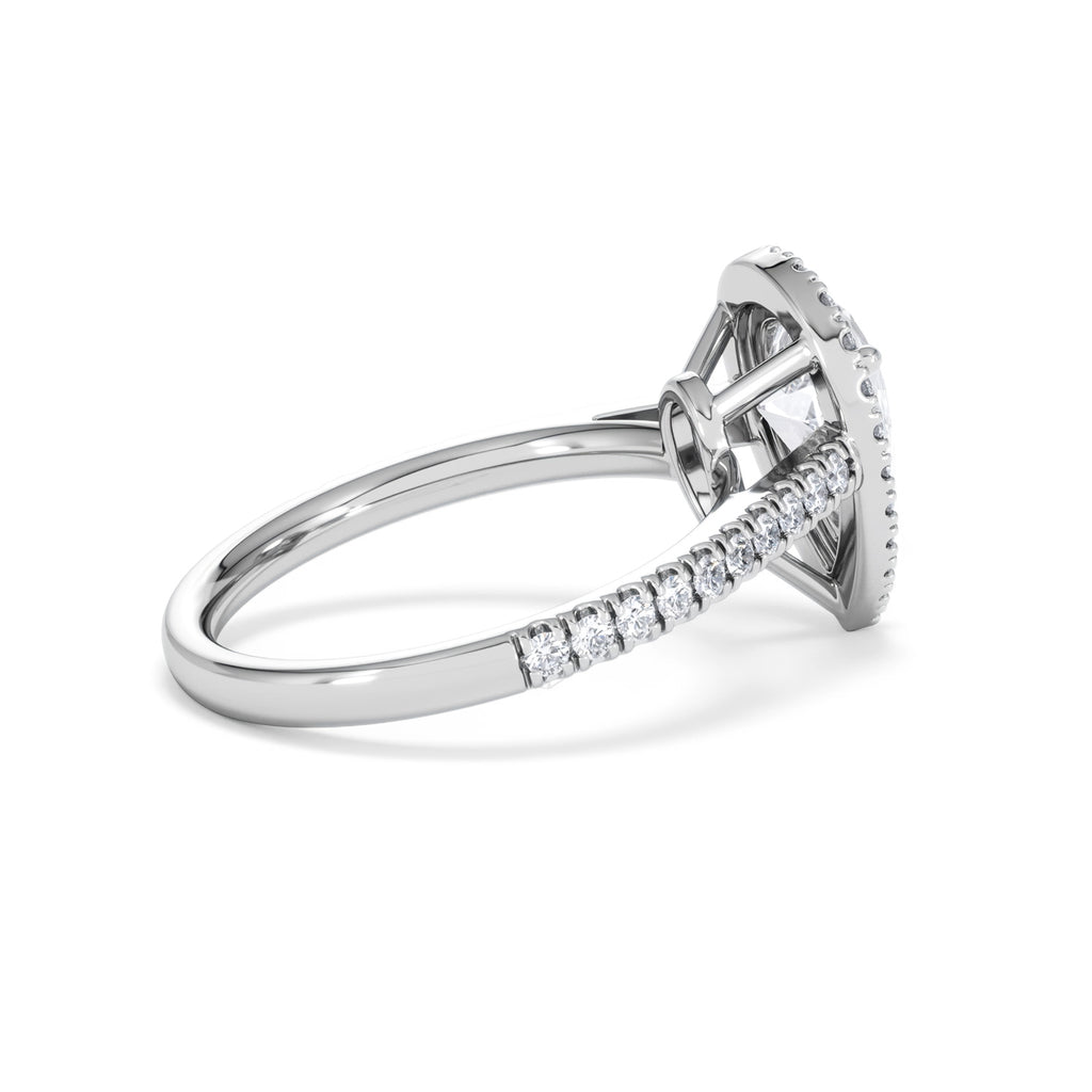 Diana Lab Diamond Pear Halo Engagement Ring Platinum 2.10ct F/VS1