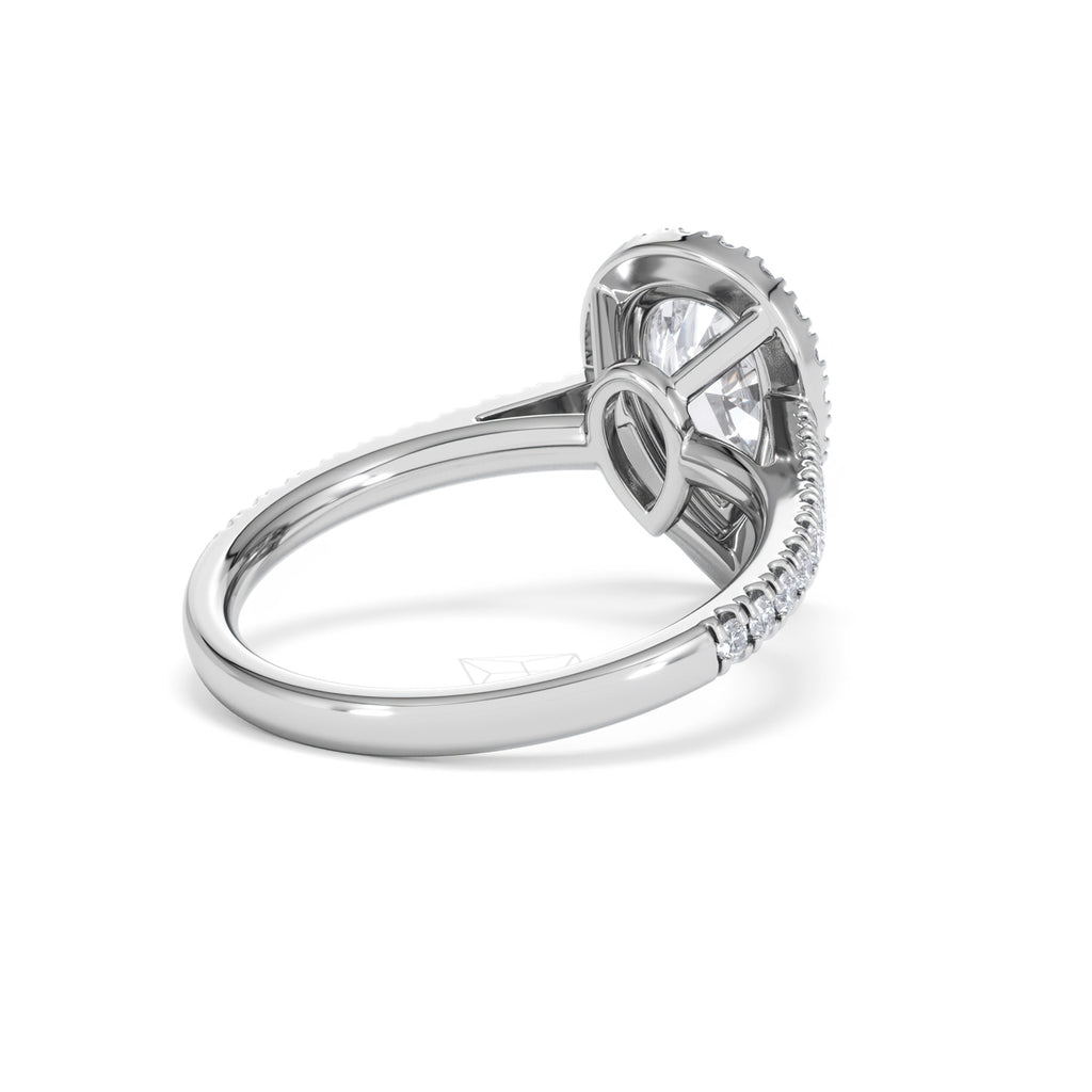 Diana Lab Diamond Pear Halo Engagement Ring Platinum 2.10ct F/VS1