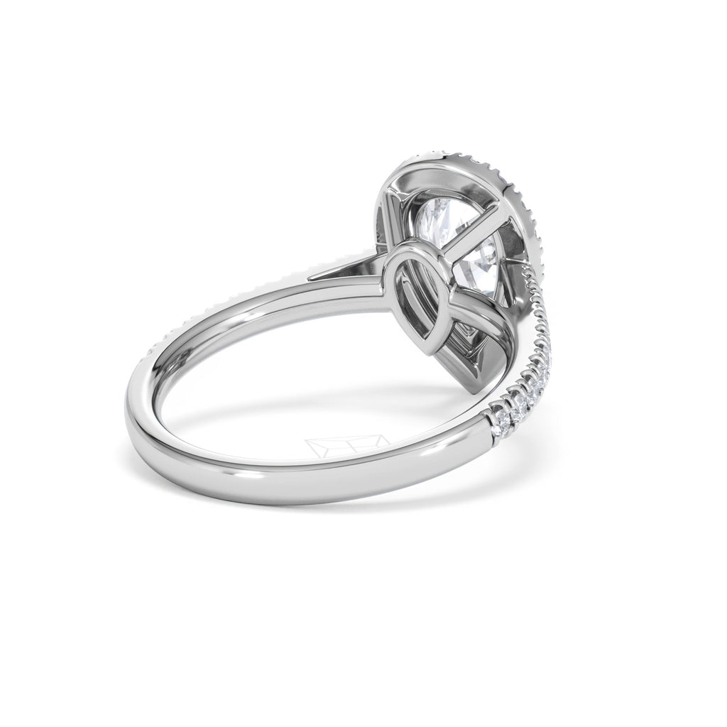 Diana Lab Diamond Pear Halo Engagement Ring Platinum 2.10ct F/VS1