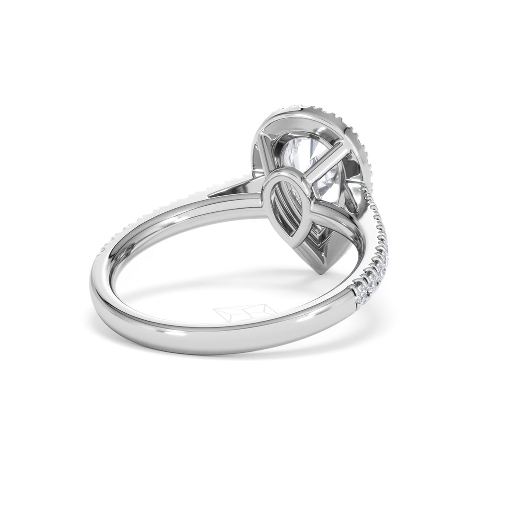 Diana Lab Diamond Pear Halo Engagement Ring Platinum 2.10ct F/VS1