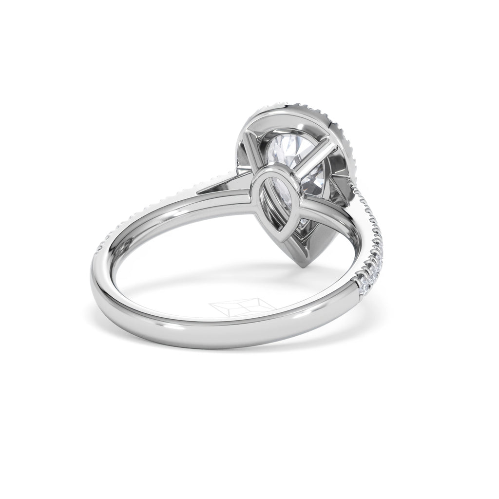 Diana Lab Diamond Pear Halo Engagement Ring Platinum 2.10ct F/VS1