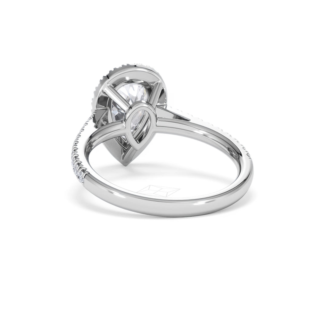 Diana Lab Diamond Pear Halo Engagement Ring Platinum 2.10ct F/VS1