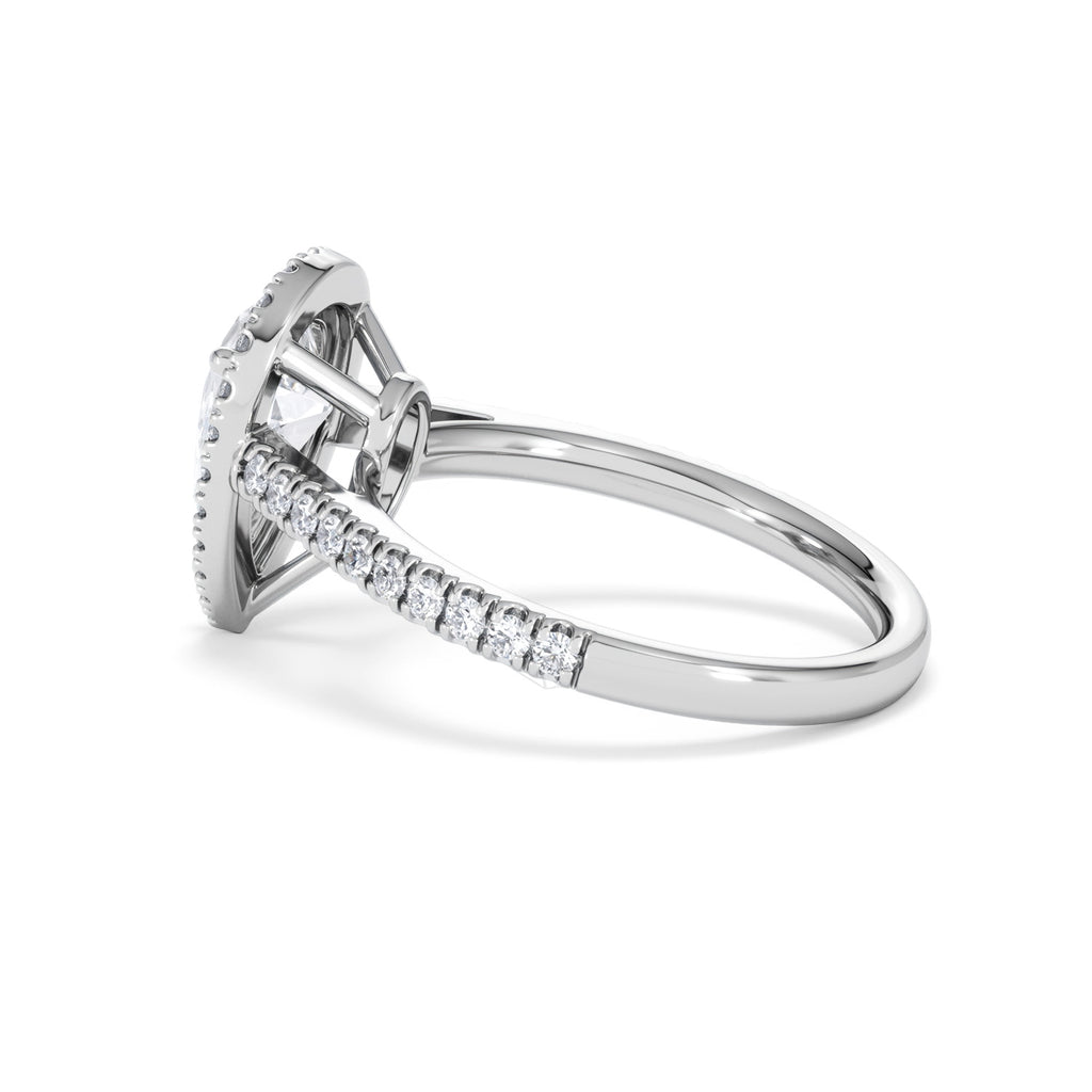 Diana Lab Diamond Pear Halo Engagement Ring Platinum 2.10ct F/VS1