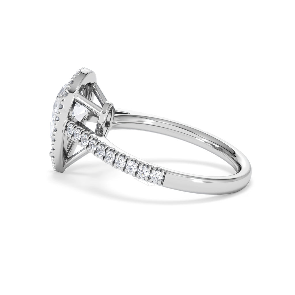 Diana Lab Diamond Pear Halo Engagement Ring Platinum 2.10ct F/VS1
