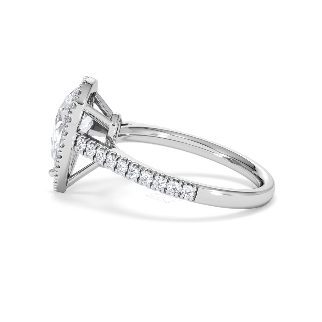 Diana Lab Diamond Pear Halo Engagement Ring Platinum 2.10ct F/VS1