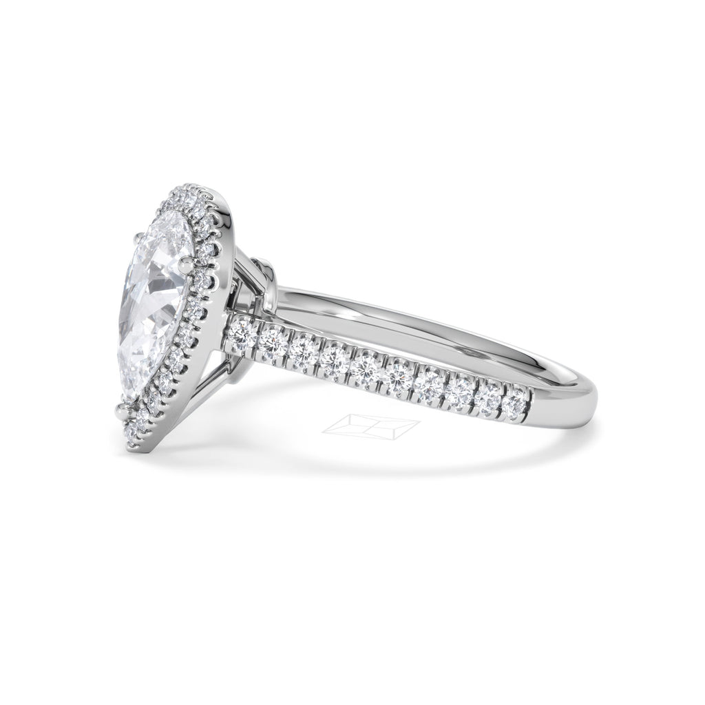 Diana Lab Diamond Pear Halo Engagement Ring Platinum 2.10ct F/VS1