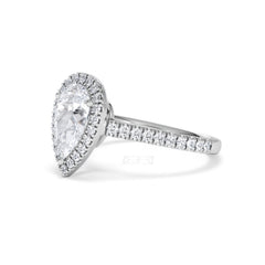 Diana Lab Diamond Pear Halo Engagement Ring Platinum 2.10ct F/VS1