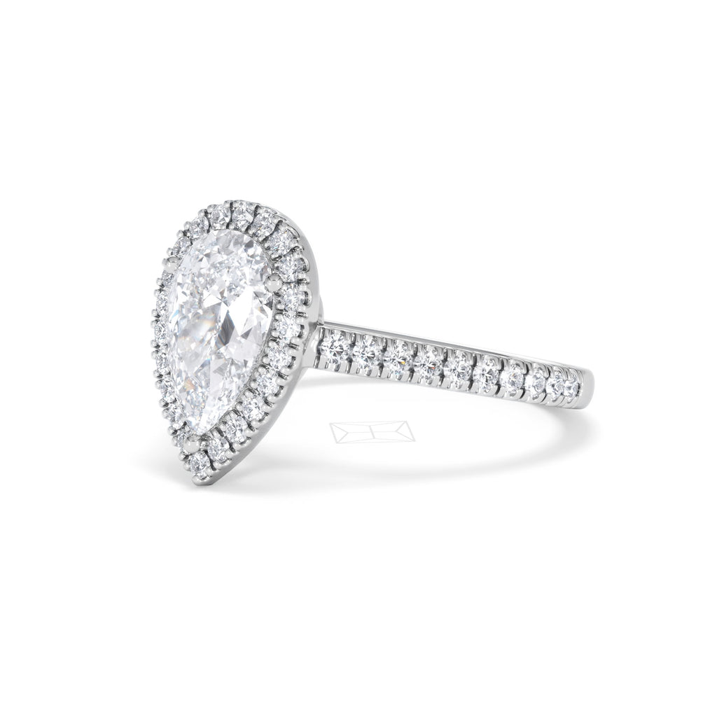 Diana Lab Diamond Pear Halo Engagement Ring Platinum 2.10ct F/VS1