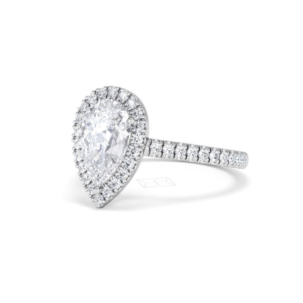 Diana Lab Diamond Pear Halo Engagement Ring Platinum 2.10ct F/VS1