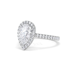 Diana Lab Diamond Pear Halo Engagement Ring Platinum 2.10ct F/VS1