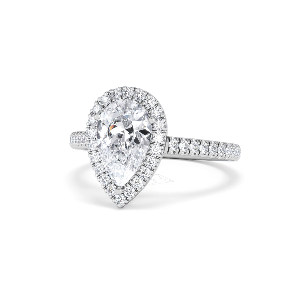 Diana Lab Diamond Pear Halo Engagement Ring Platinum 2.10ct F/VS1