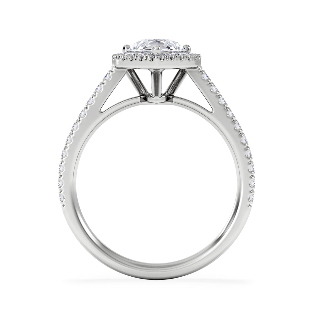 Diana Lab Diamond Pear Halo Engagement Ring Platinum 2.10ct F/VS1