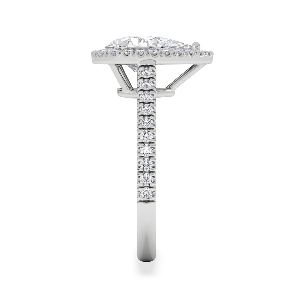 Diana Lab Diamond Pear Halo Engagement Ring Platinum 2.10ct F/VS1