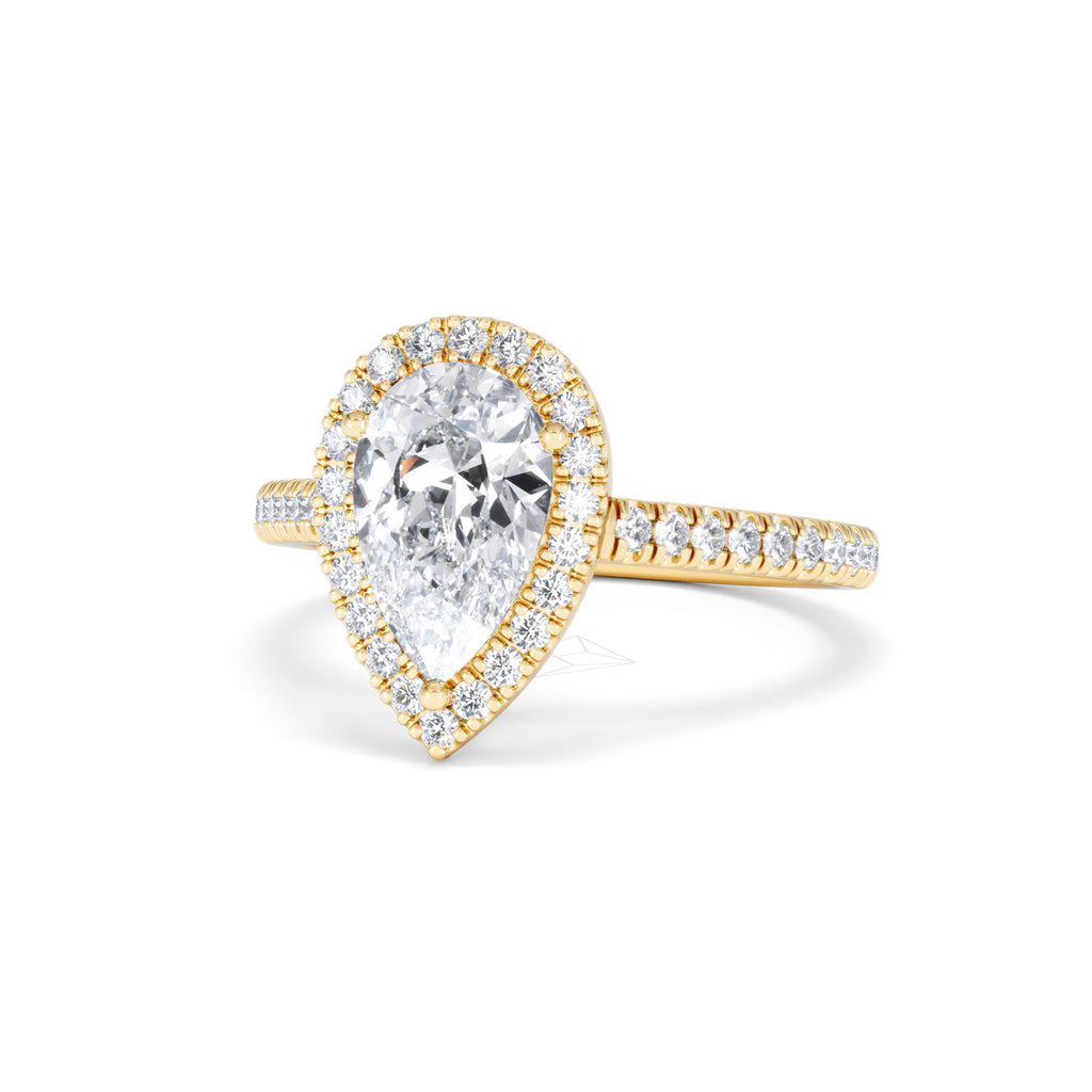 Diana Lab Diamond Pear Halo Engagement Ring in 18K Gold 2.10ct F/VS1