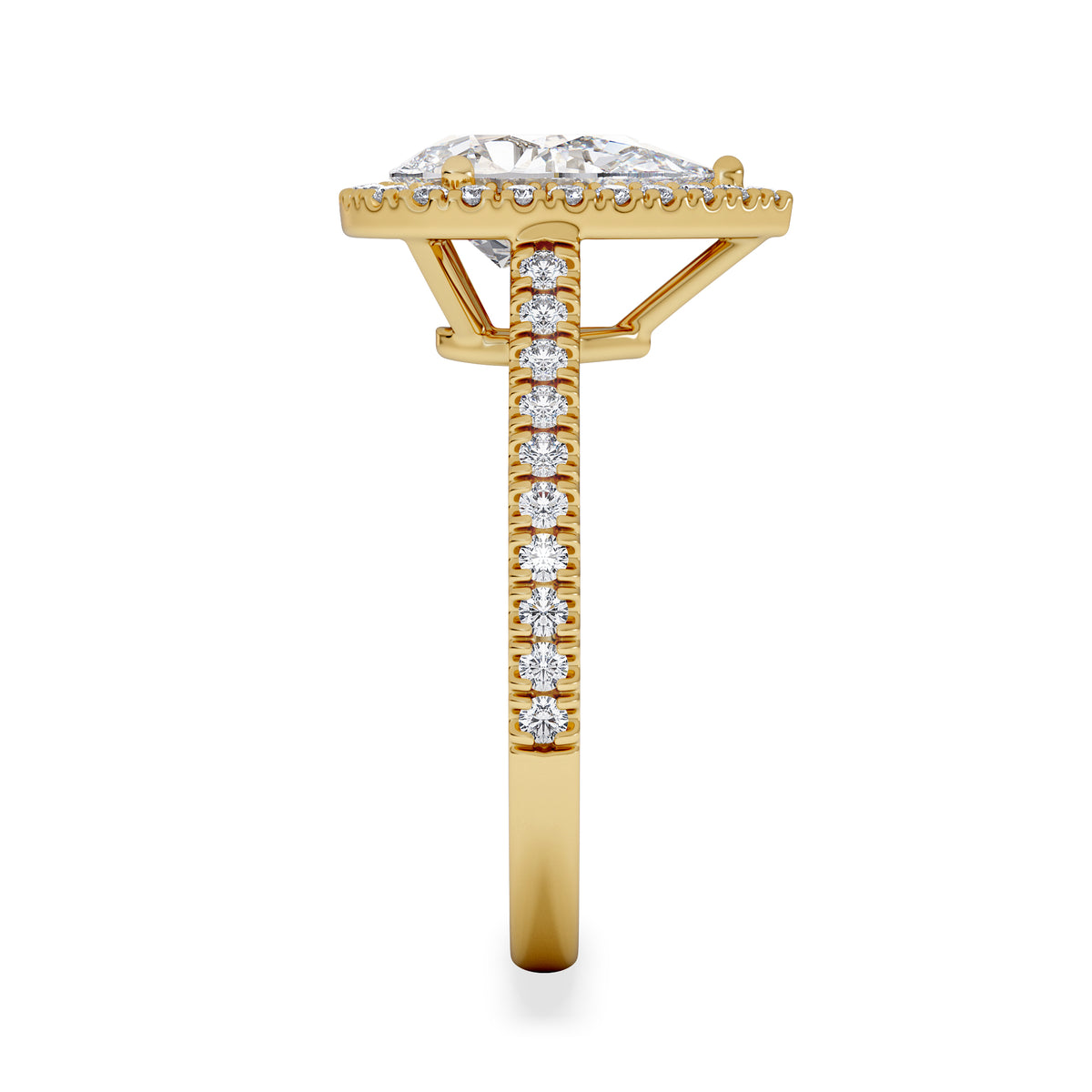 Diana Lab Diamond Pear Halo Engagement Ring in 18K Gold 2.10ct F/VS1