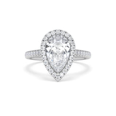 Diana Lab Diamond Pear Halo Engagement Ring 18KW Gold 2.60ct F/VS1