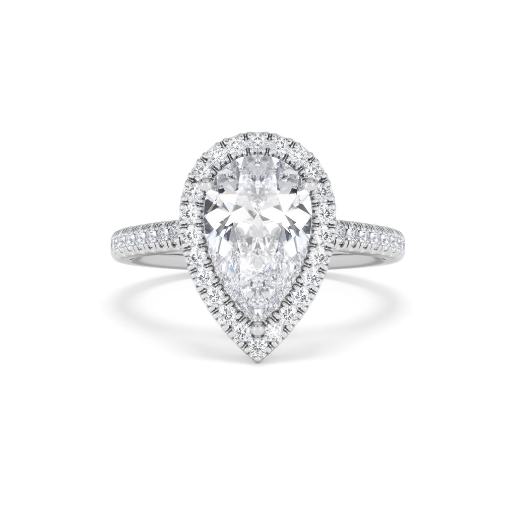 Diana Lab Diamond Pear Halo Engagement Ring Platinum 2.60ct F/VS1