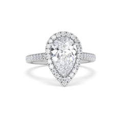 Diana Lab Diamond Pear Halo Engagement Ring 18KW Gold 2.60ct F/VS1