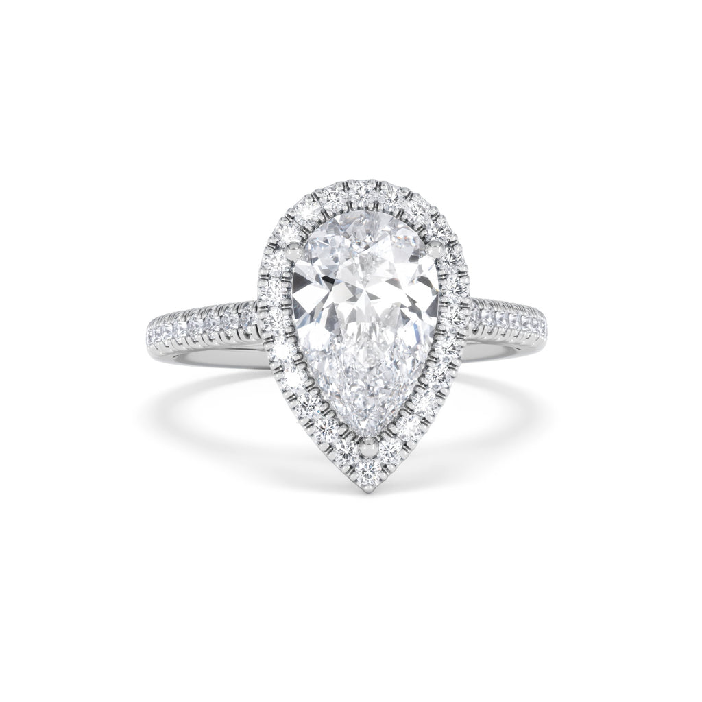 Diana Lab Diamond Pear Halo Engagement Ring Platinum 2.60ct F/VS1