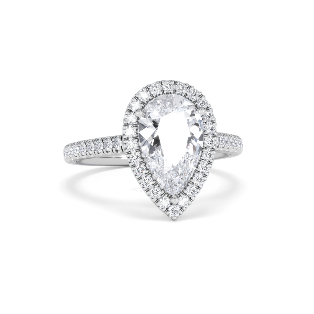 Diana Lab Diamond Pear Halo Engagement Ring 18KW Gold 2.60ct F/VS1
