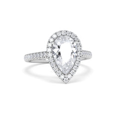 Diana Lab Diamond Pear Halo Engagement Ring Platinum 2.60ct F/VS1