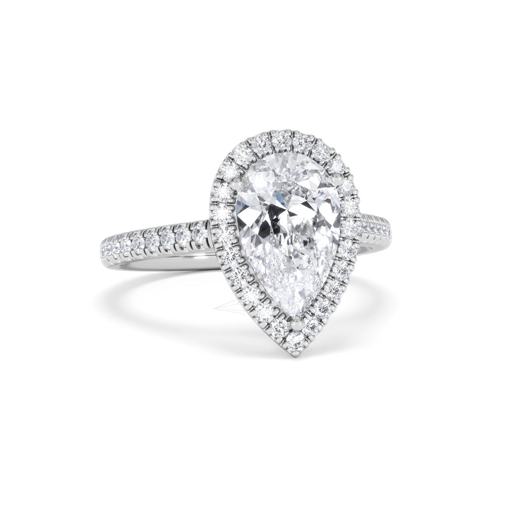Diana Lab Diamond Pear Halo Engagement Ring Platinum 2.60ct F/VS1