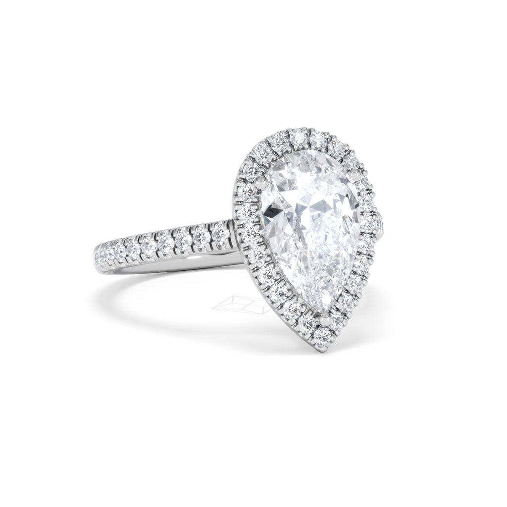 Diana Lab Diamond Pear Halo Engagement Ring Platinum 2.60ct F/VS1