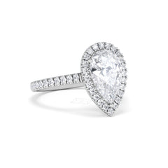 Diana Lab Diamond Pear Halo Engagement Ring 18KW Gold 2.60ct F/VS1