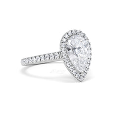 Diana Lab Diamond Pear Halo Engagement Ring 18KW Gold 2.60ct F/VS1