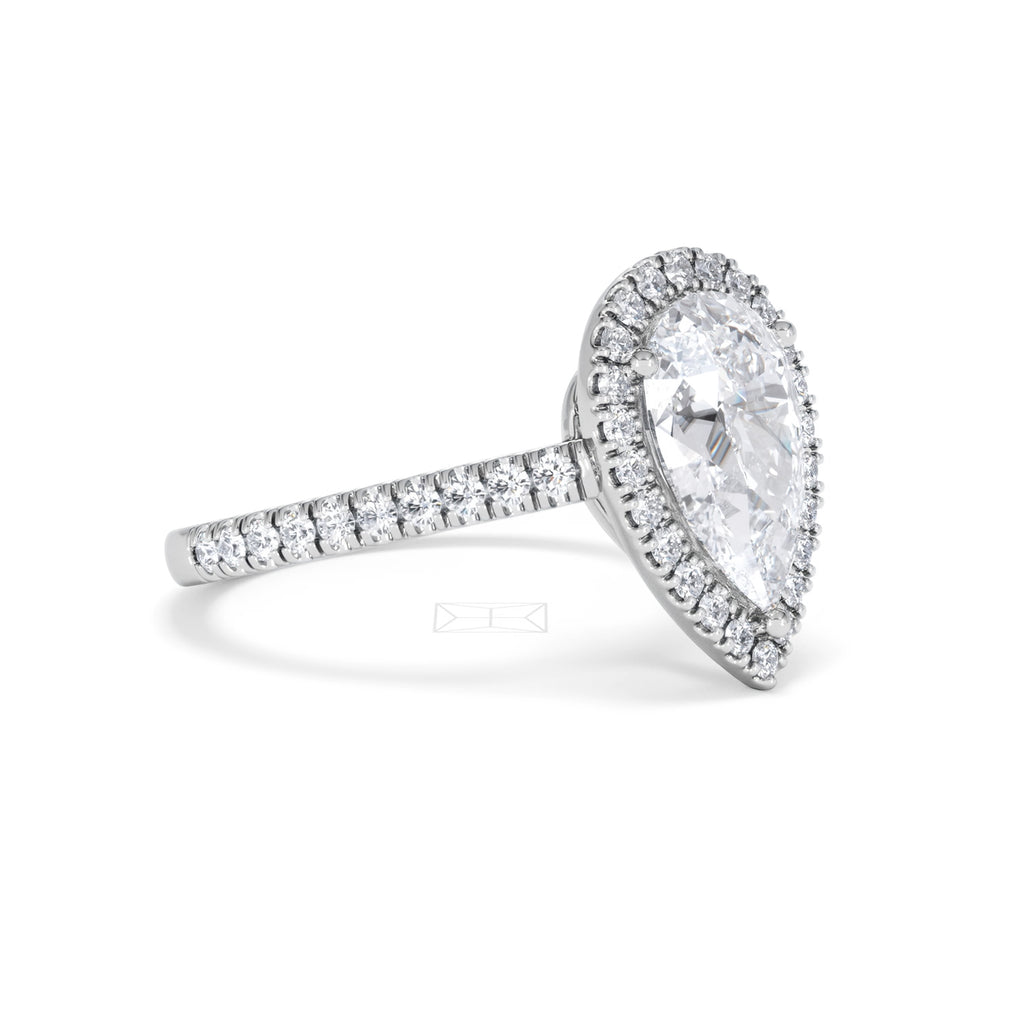 Diana Lab Diamond Pear Halo Engagement Ring Platinum 2.60ct F/VS1