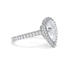 Diana Lab Diamond Pear Halo Engagement Ring Platinum 2.60ct F/VS1