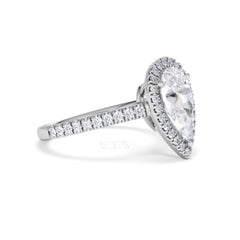 Diana Lab Diamond Pear Halo Engagement Ring Platinum 2.60ct F/VS1