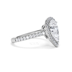 Diana Lab Diamond Pear Halo Engagement Ring Platinum 2.60ct F/VS1
