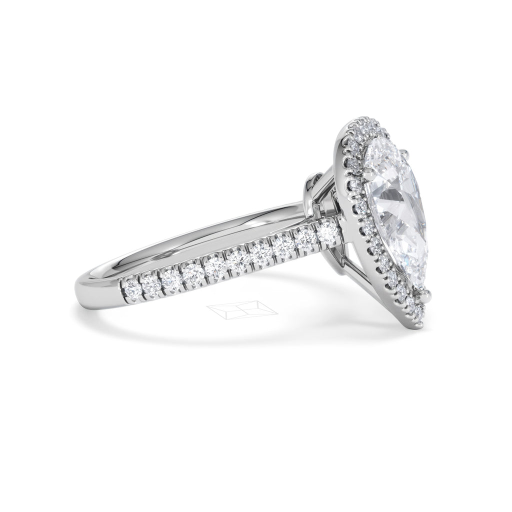 Diana Lab Diamond Pear Halo Engagement Ring Platinum 2.60ct F/VS1